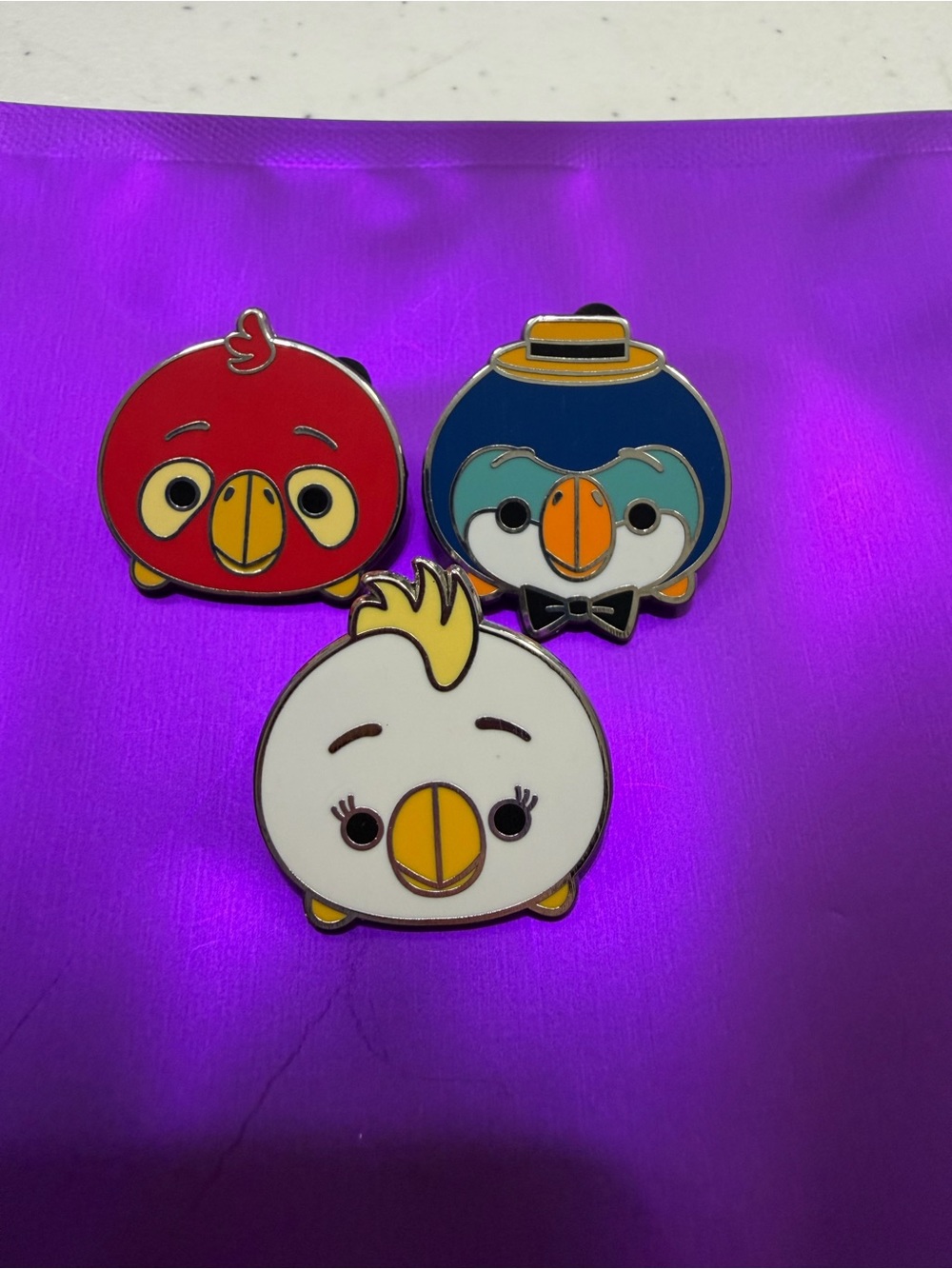 Disney Bird Trio Enamel Pins - Red, Blue & White
